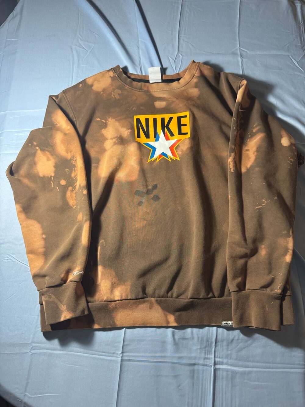 Nike Standard Issue Basketball Crew Sweatshirt with Custom Bleach Dye